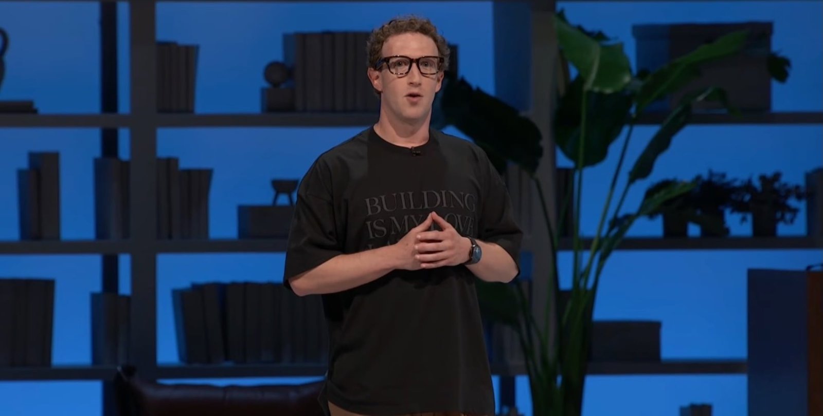 mark zuckerberg wearing smart glasses at meta connect keynote