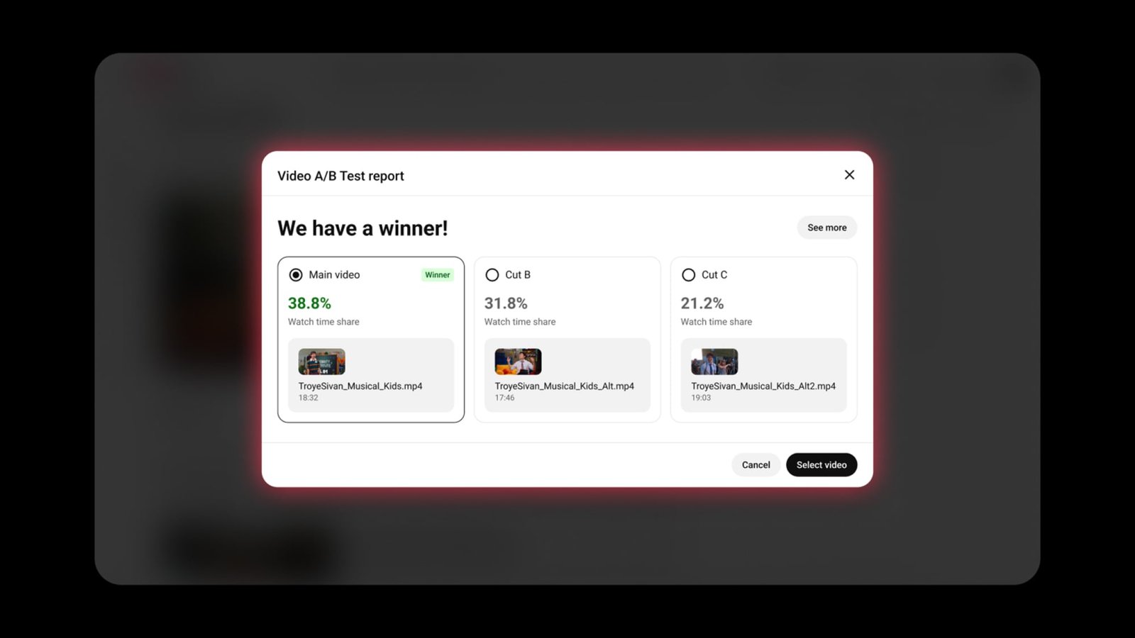 Video A/B testing